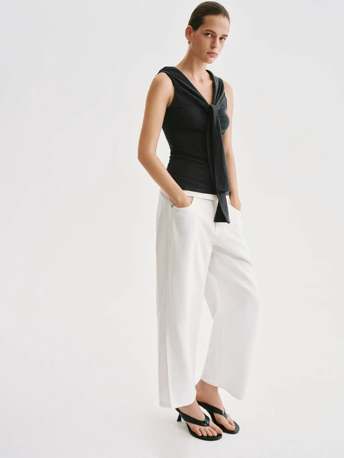 Casual Relaxed Wide-leg Cotton Blend Pants
