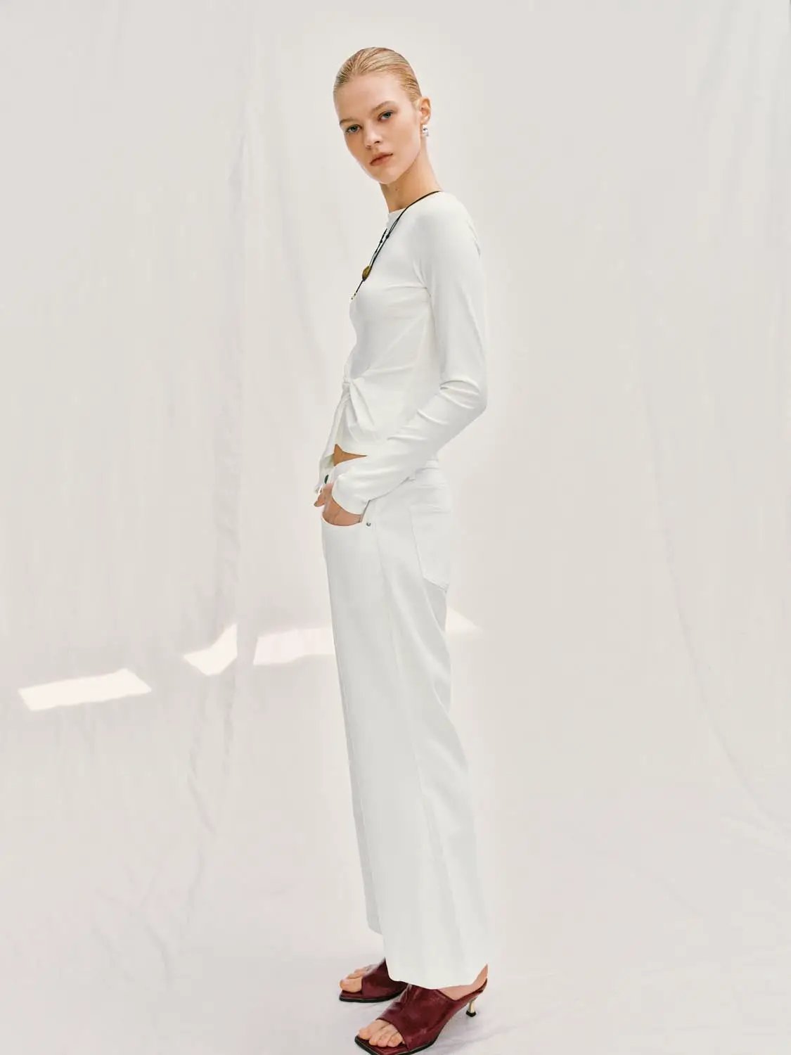 Wide-leg Cotton Lyocell Blend Pants