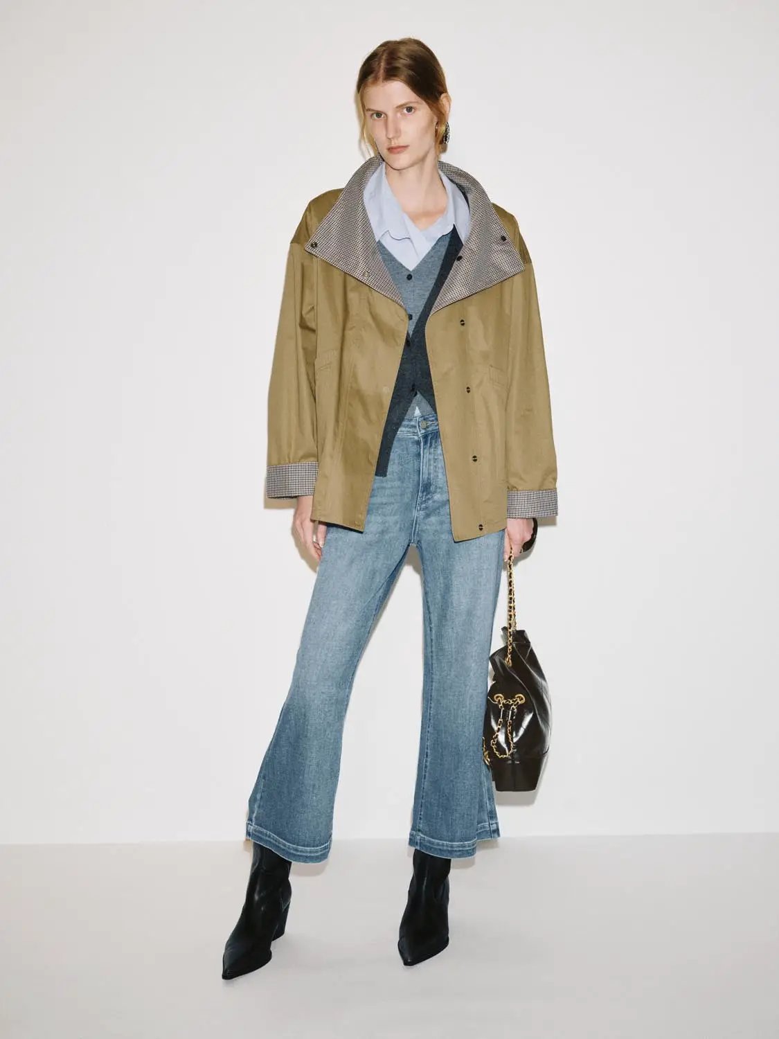 Light Wash Mid-rise Wide-leg Cotton Blend Jeans