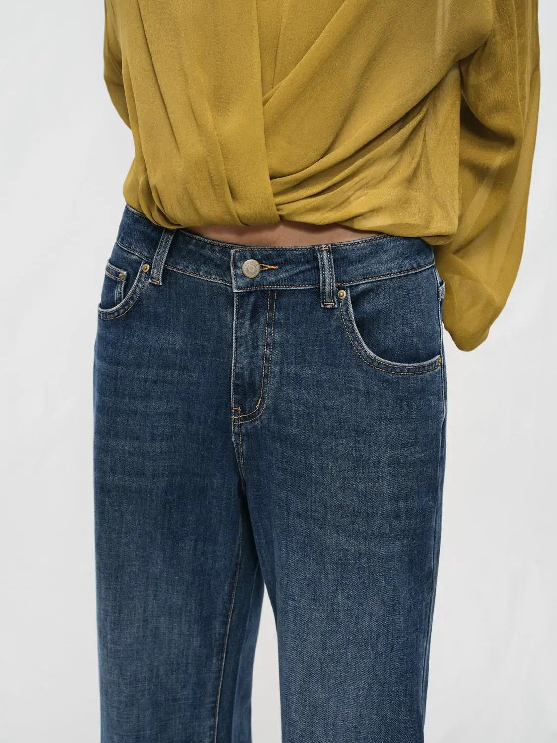 Flared Wide-leg Distressed Light Wash Cotton Jeans