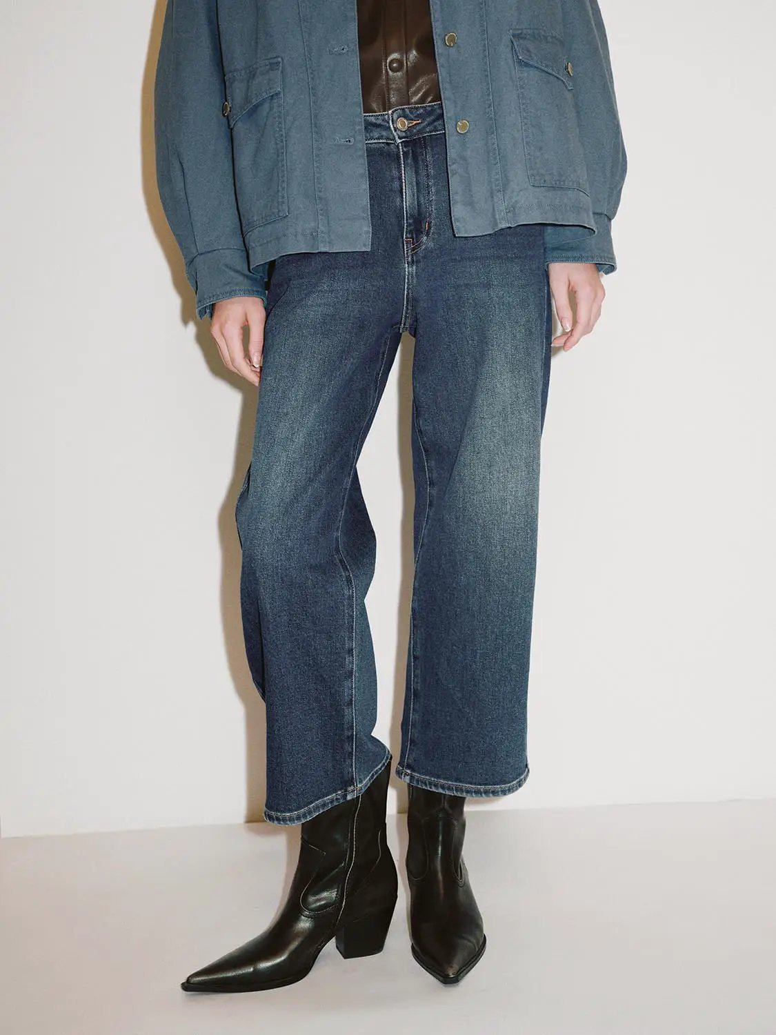 High waisted Regular Straight Cotton Jeans