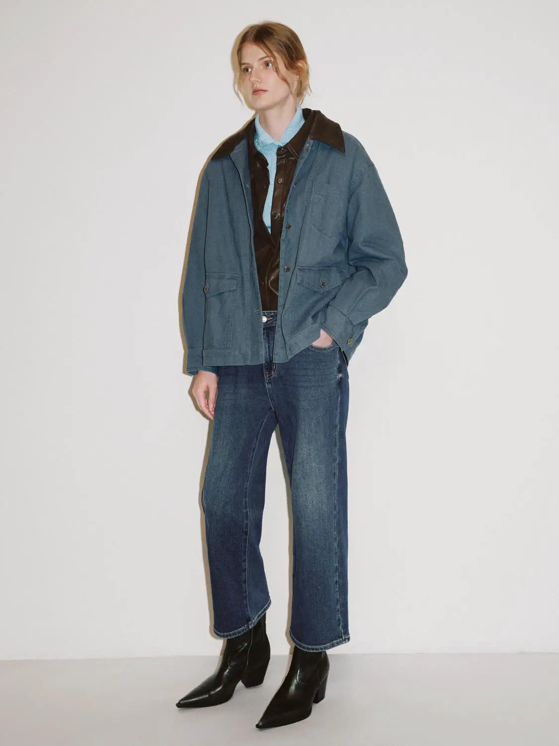 High waisted Regular Straight Cotton Jeans