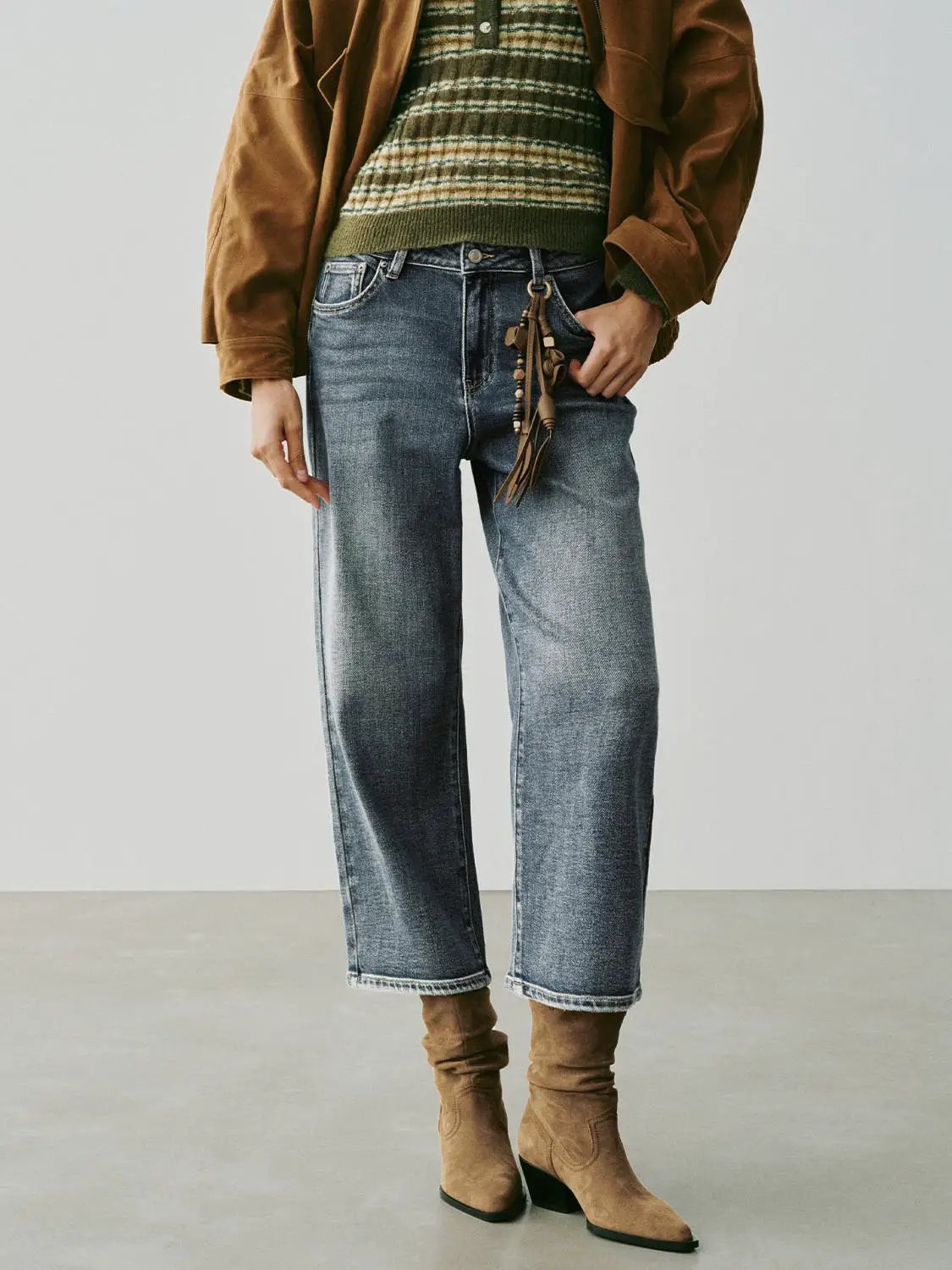 Mid-rise Wide-Leg Cotton Blend Jeans