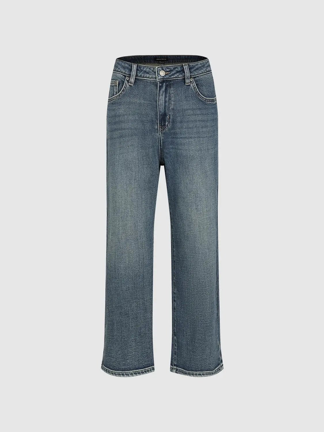 Mid-rise Wide-Leg Cotton Blend Jeans