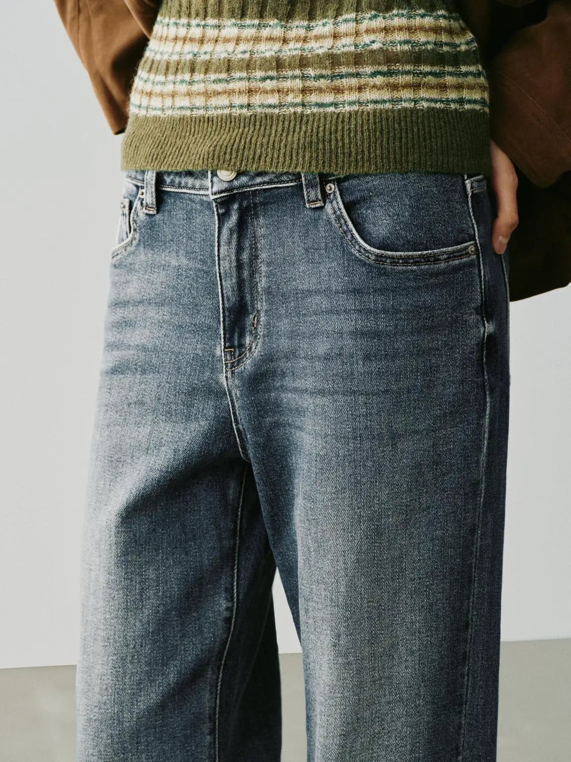 Mid-rise Wide-Leg Cotton Blend Jeans