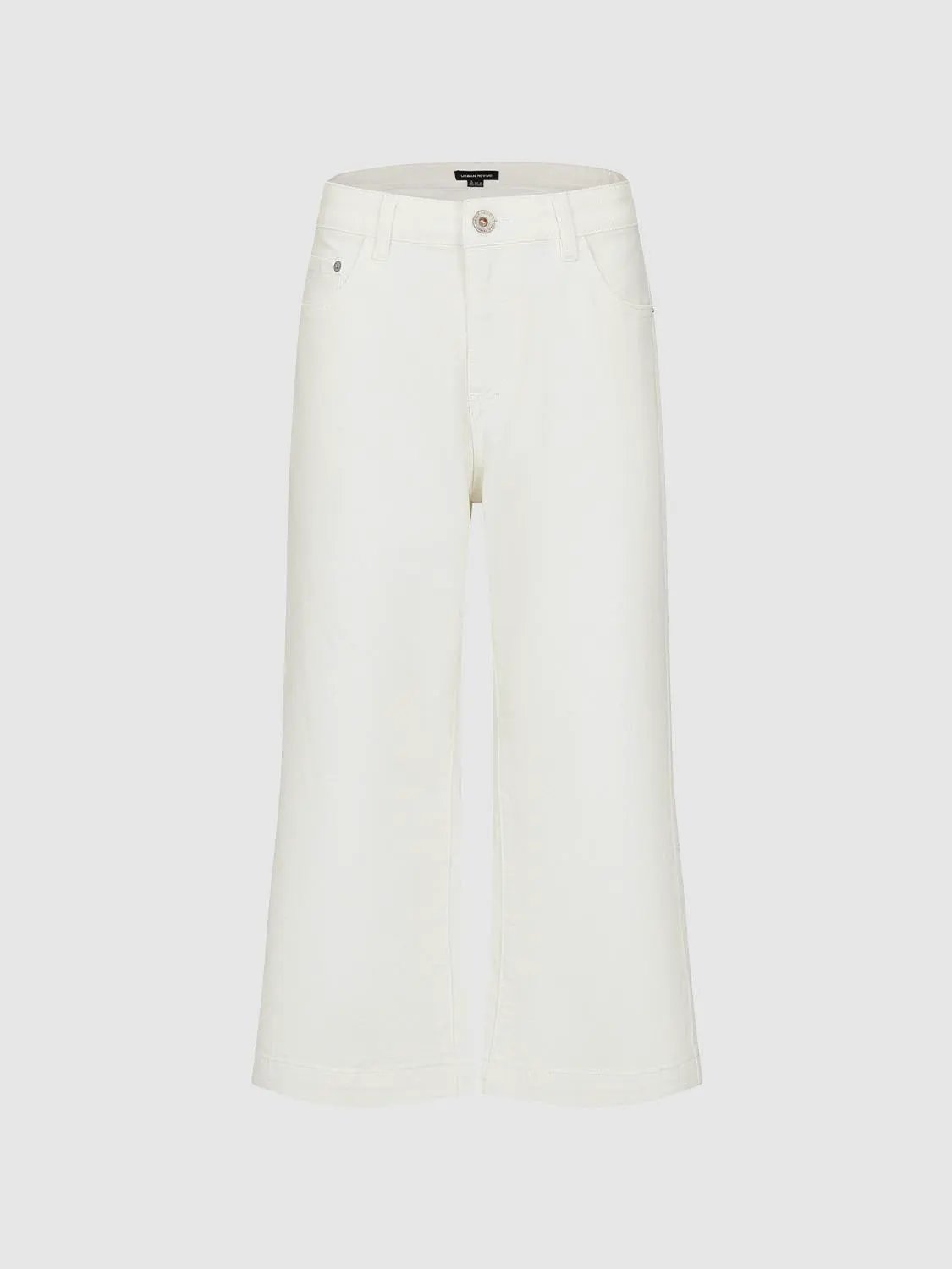 Relaxed Casual Wide-leg Cotton Mid-rise Pants