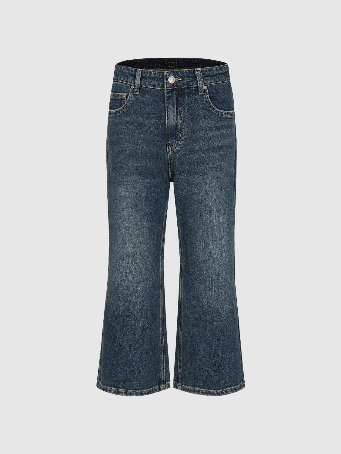 Cropped Denim Cotton Blend Jeans