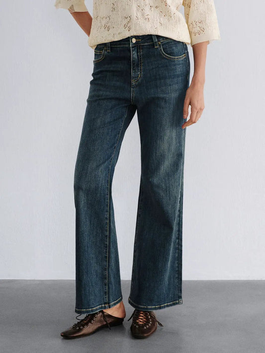Classic Wide-leg High-waisted Cotton Jeans