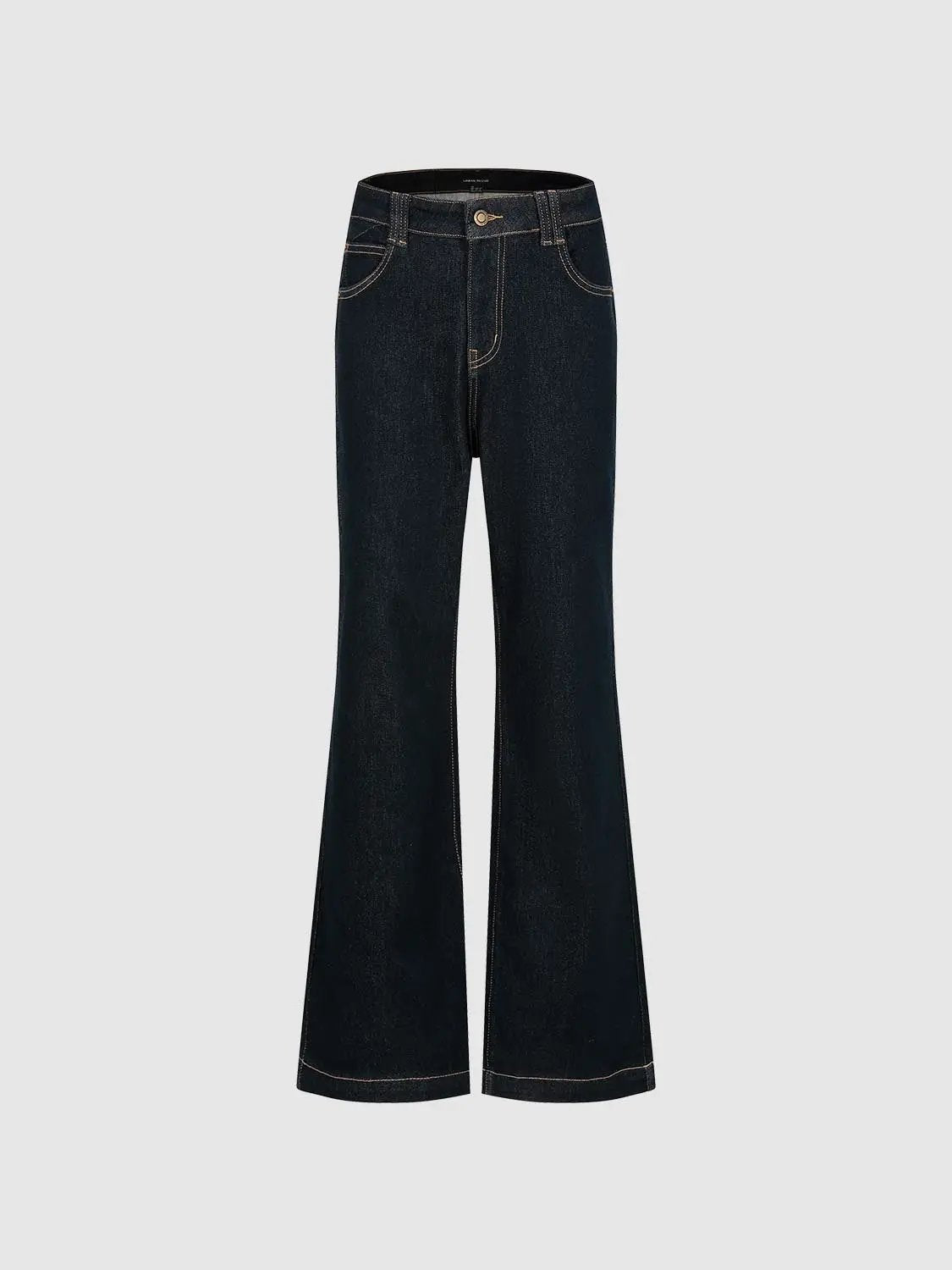 Wash Wide-leg High-waisted Cotton Blend Jeans