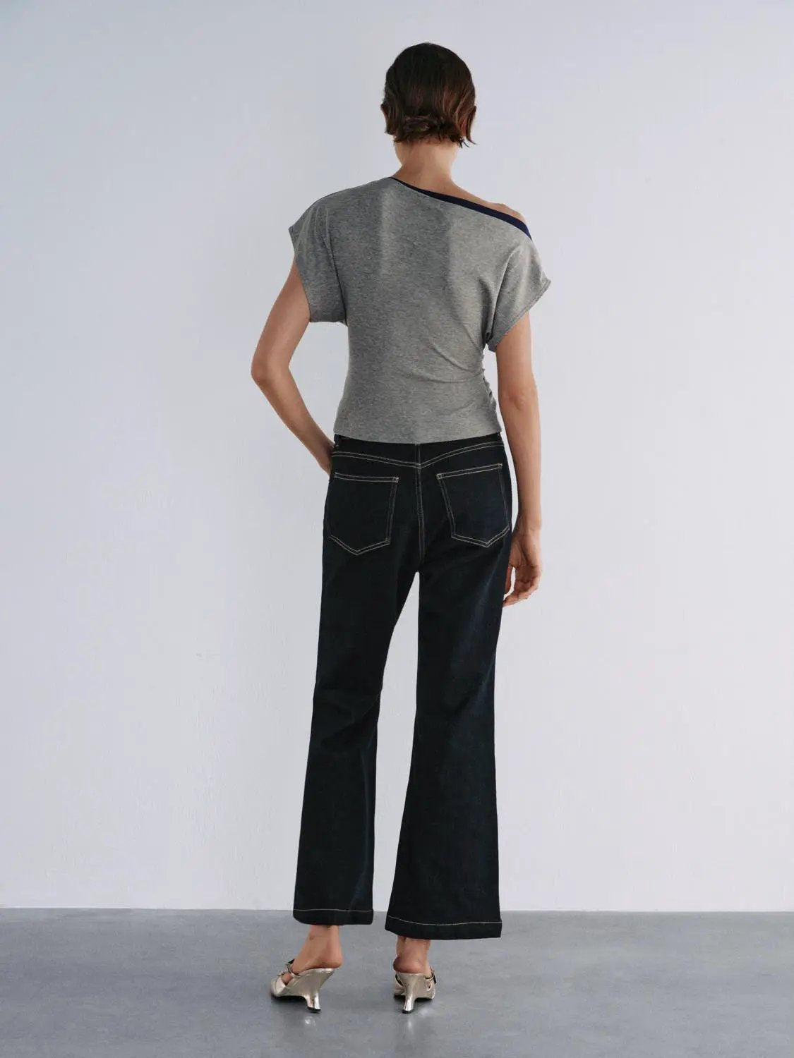 Wash Wide-leg High-waisted Cotton Blend Jeans