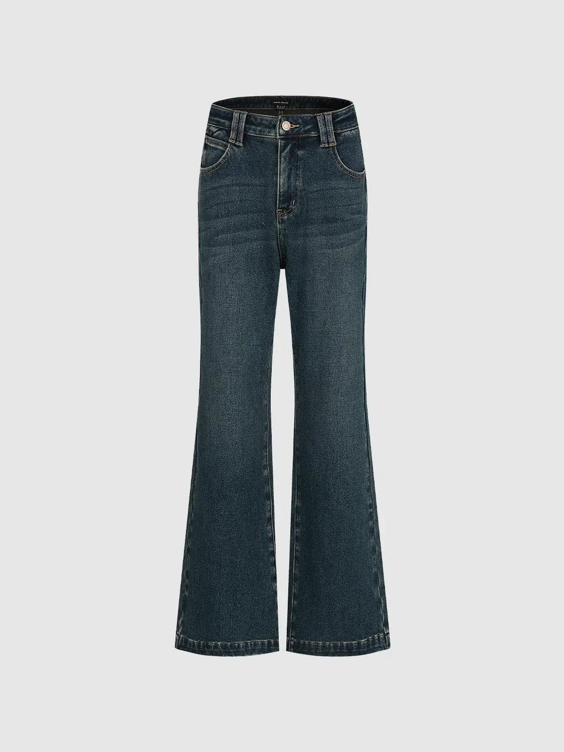 Wash High-waisted Flared Cotton Blend Jeans