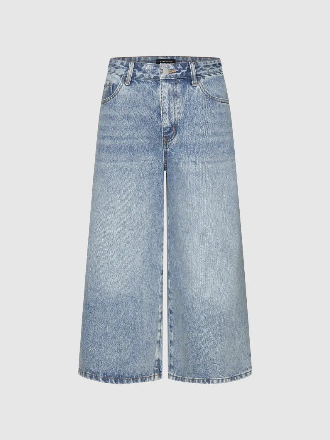 Classic Mid-rise Wide-leg Cotton Capri Jeans