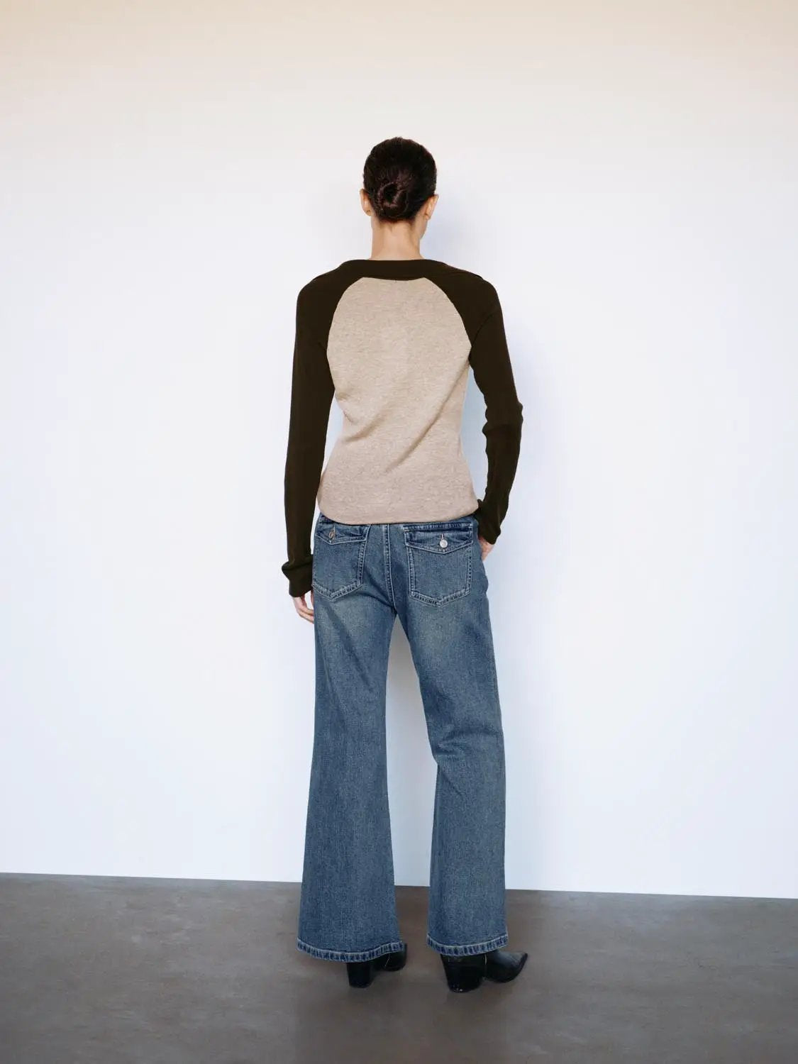 Mid-rise Medium Wash Cotton Flared Jeans