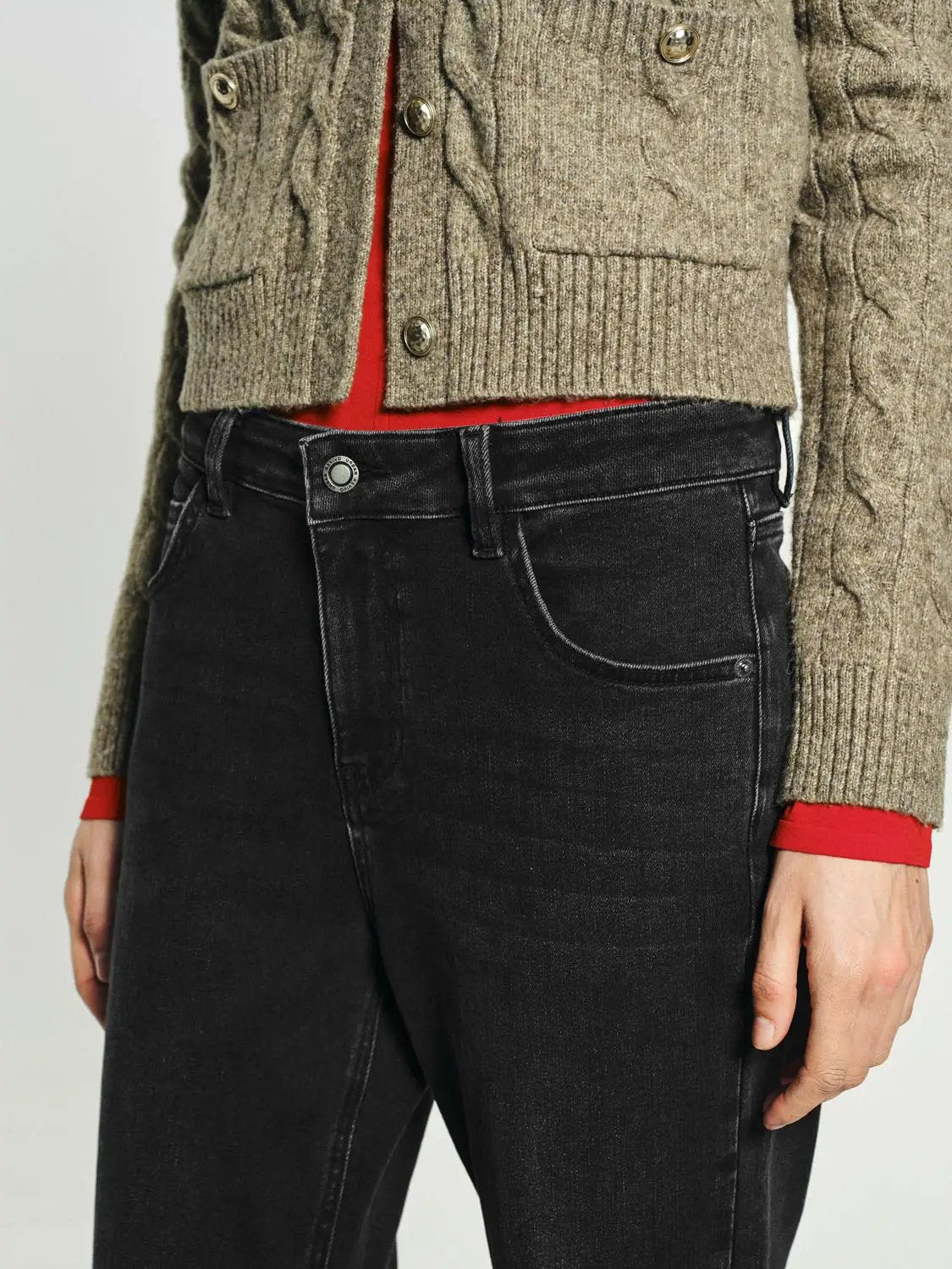 Mid-rise Flared Stretch Cotton Blend Jeans