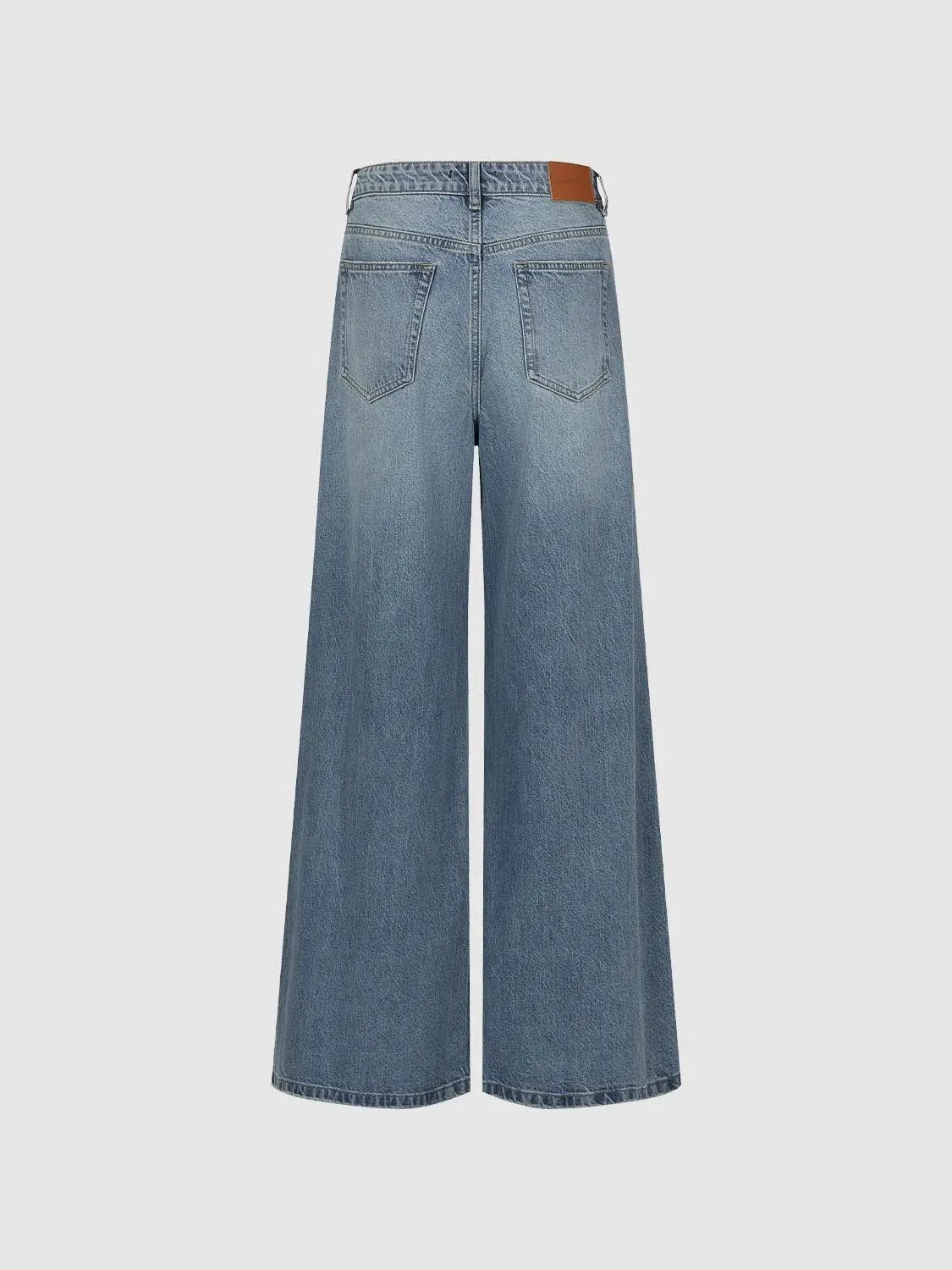 Wide-leg Mid-rise Cotton Blend Jeans