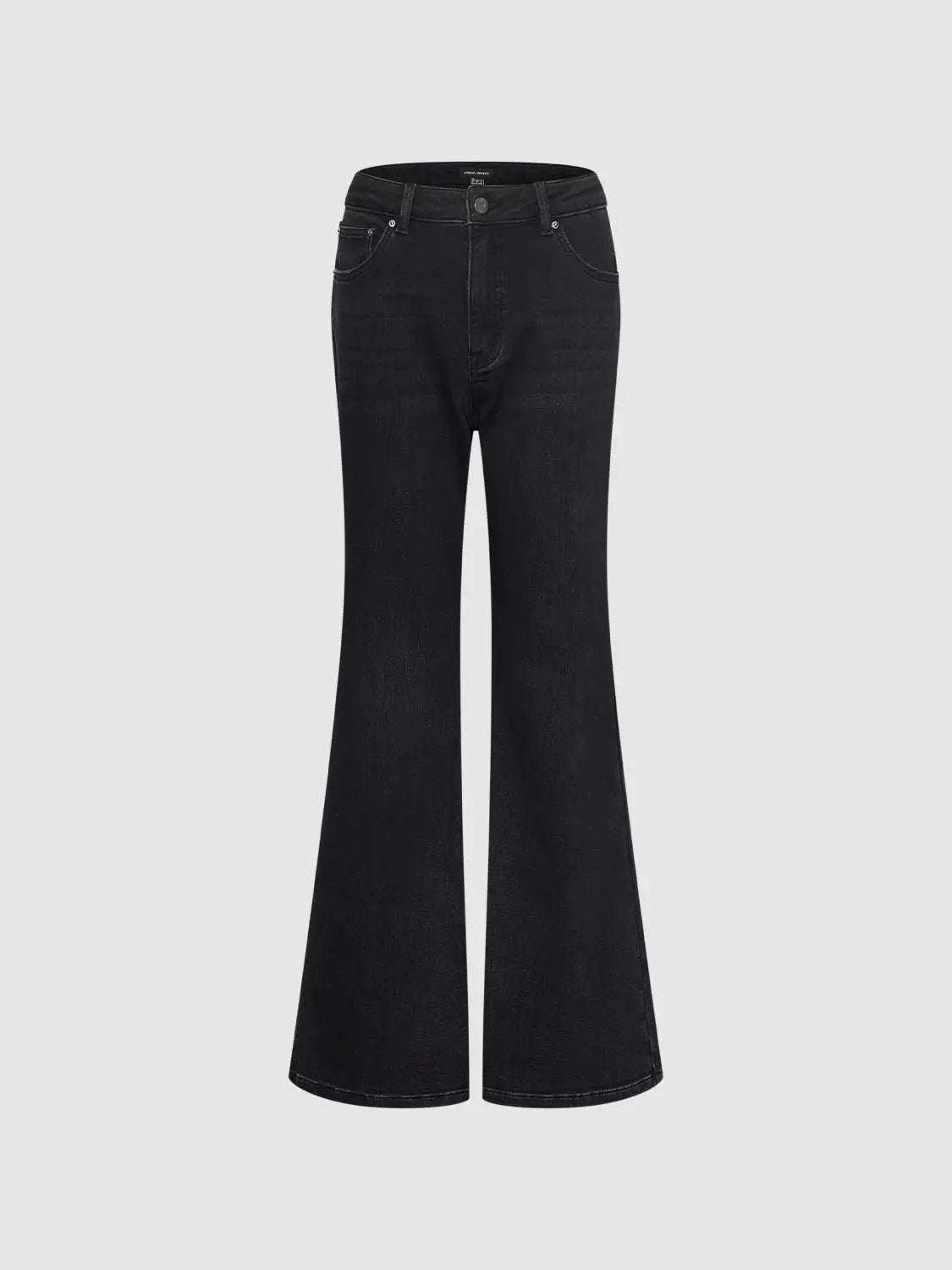 High-waisted Wash Wide-leg Cotton Blend Jeans