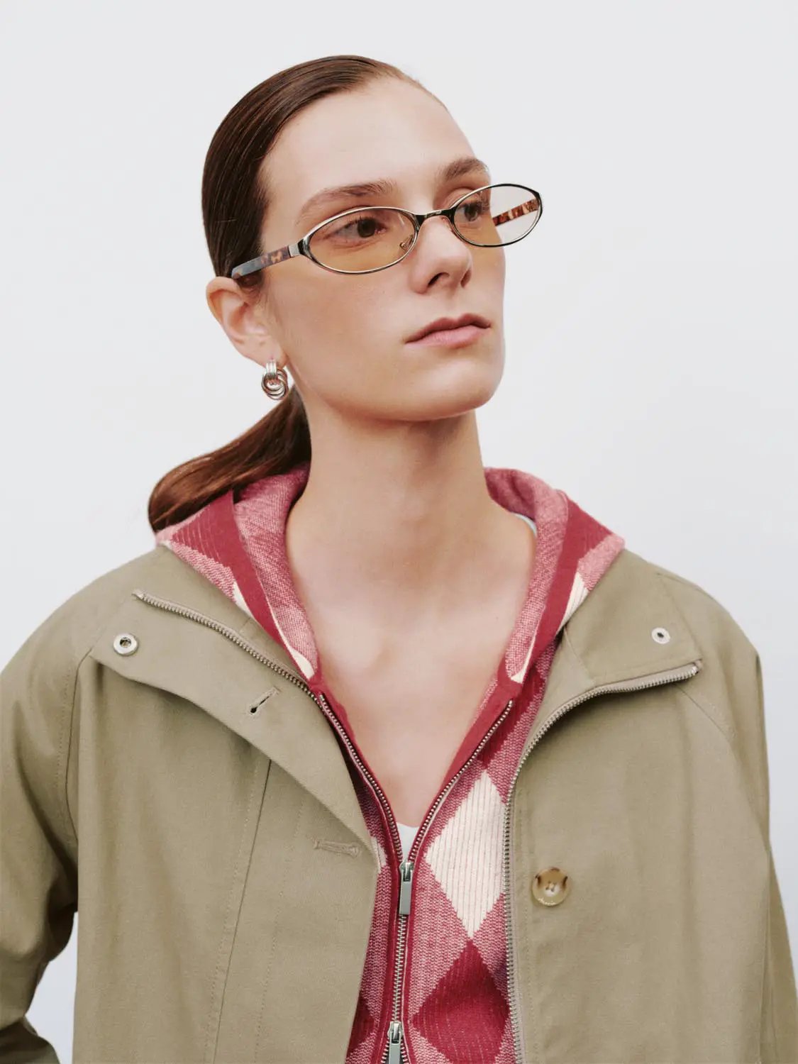Raglan Button Front Stand Collar Long Sleeve Cotton Jacket