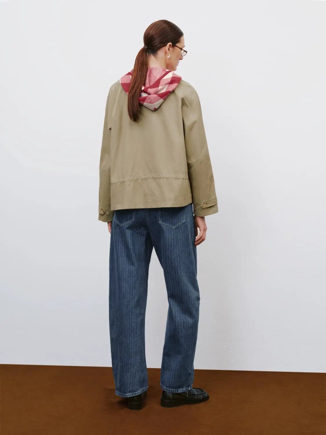 Raglan Button Front Stand Collar Long Sleeve Cotton Jacket