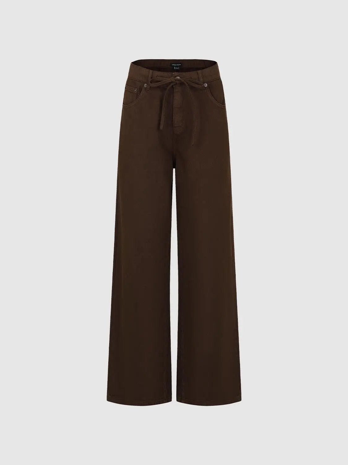 Tie Waist Cotton Blend Wide-leg Pants