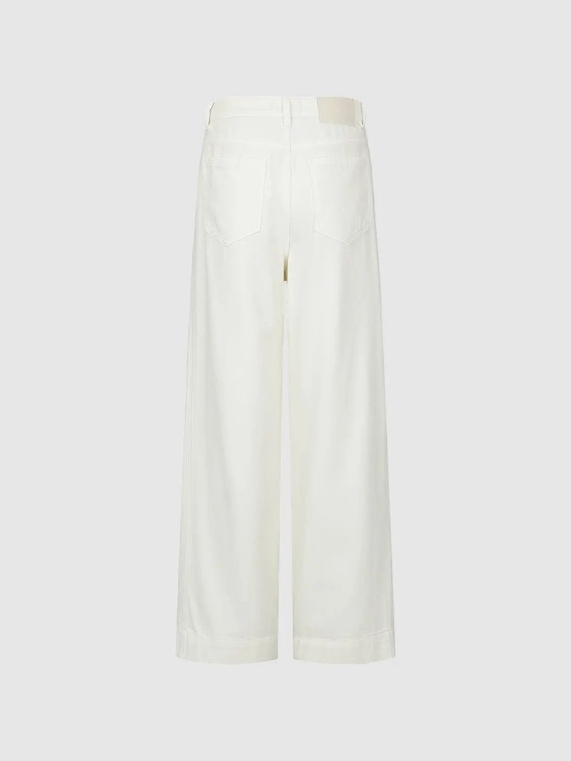 Mid-rise Cuffed Cotton Blend Wide-leg Pants