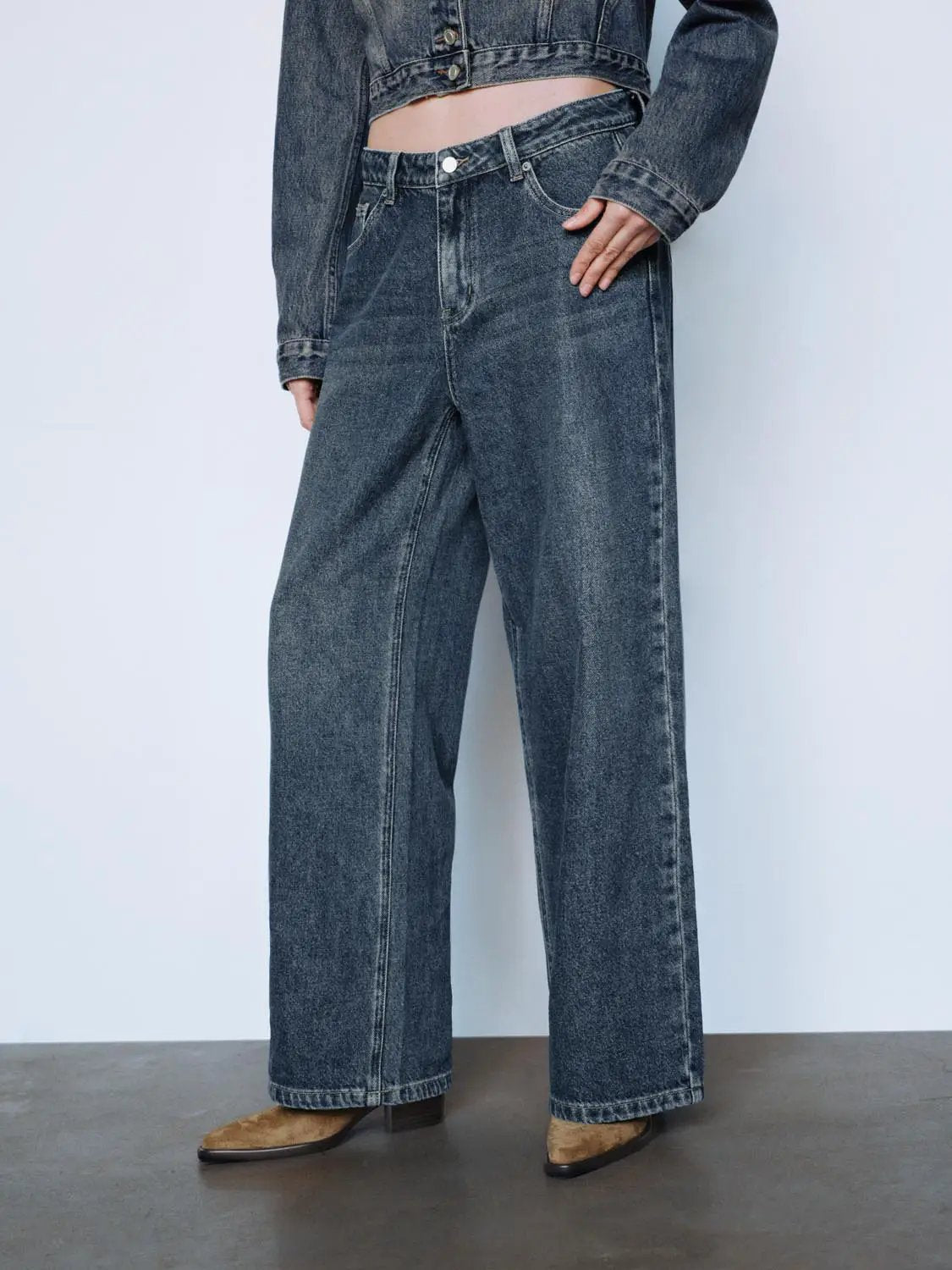 Mid-rise Wide-leg Cotton Stretch Jeans