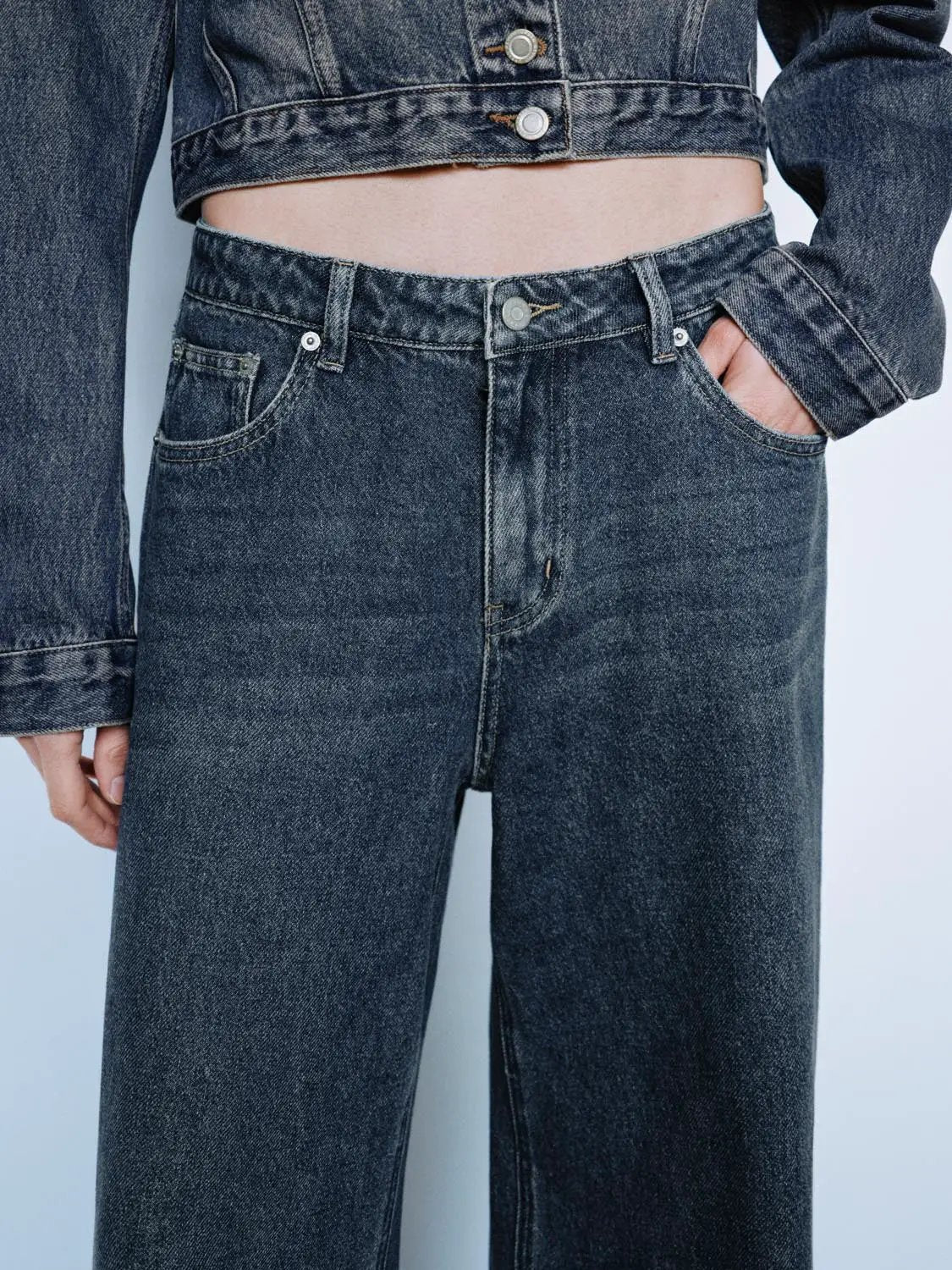 Mid-rise Wide-leg Cotton Stretch Jeans