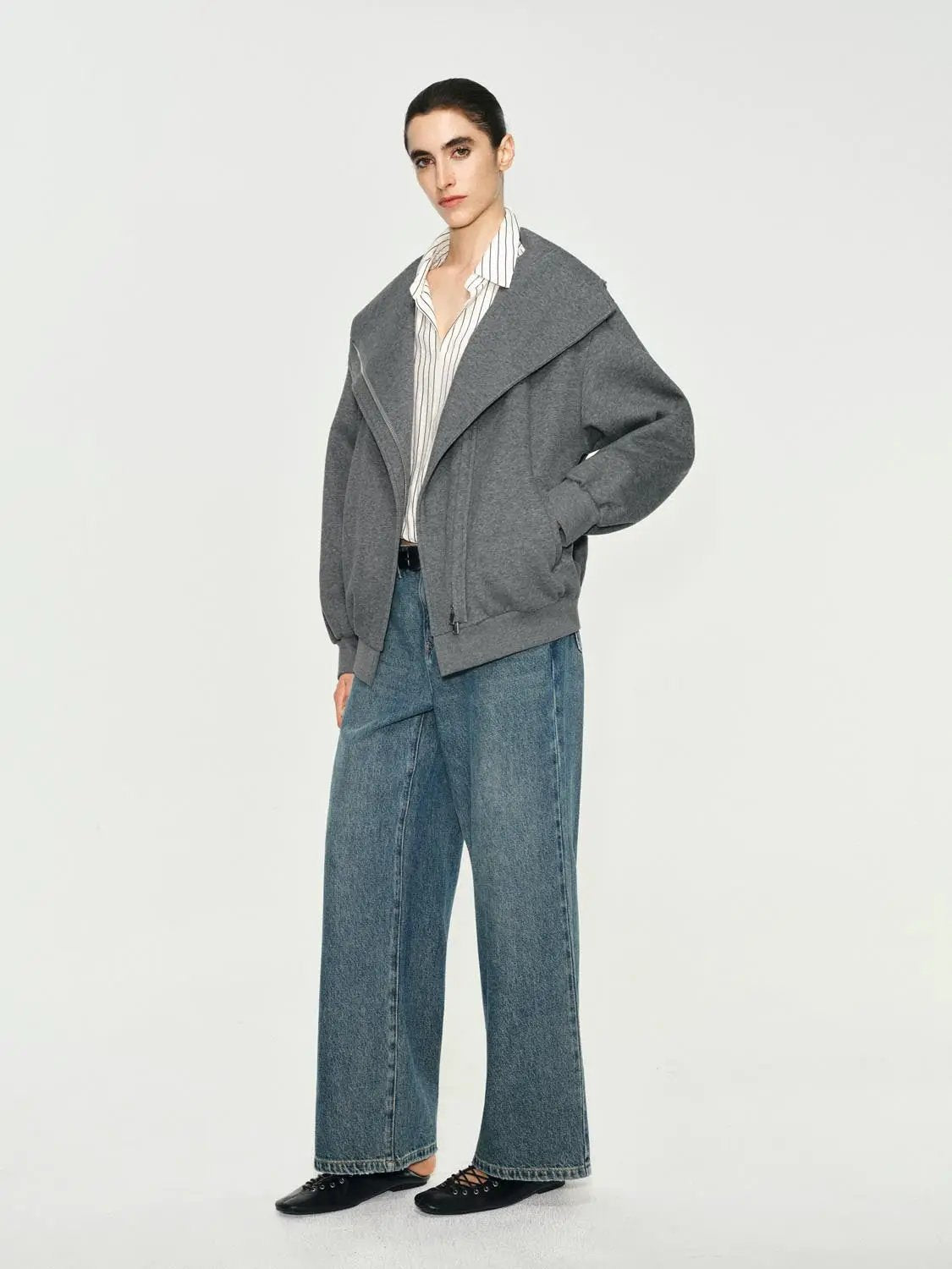 Mid-rise Medium Wash Cotton Wide-leg Jeans