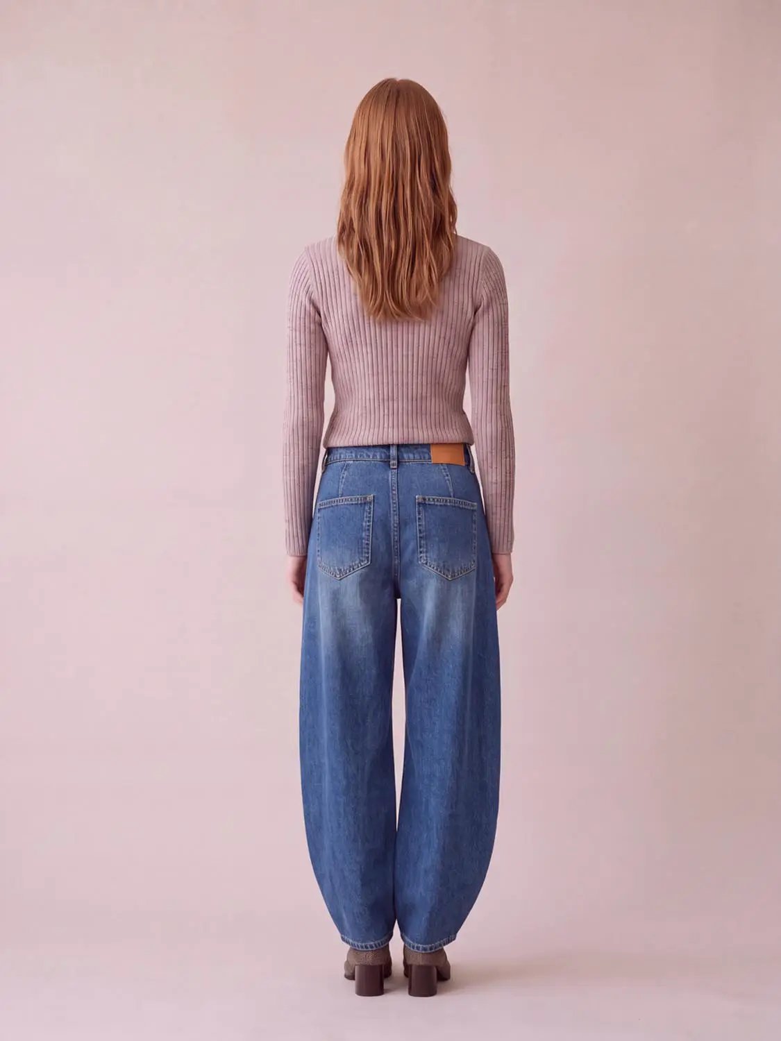 Classic Washed Wide-leg Mid-rise Cotton Jeans