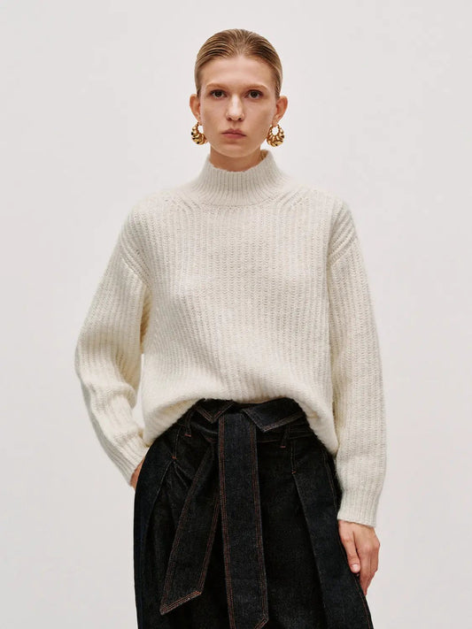 High Neck Long Sleeve Knitted T-Shirts
