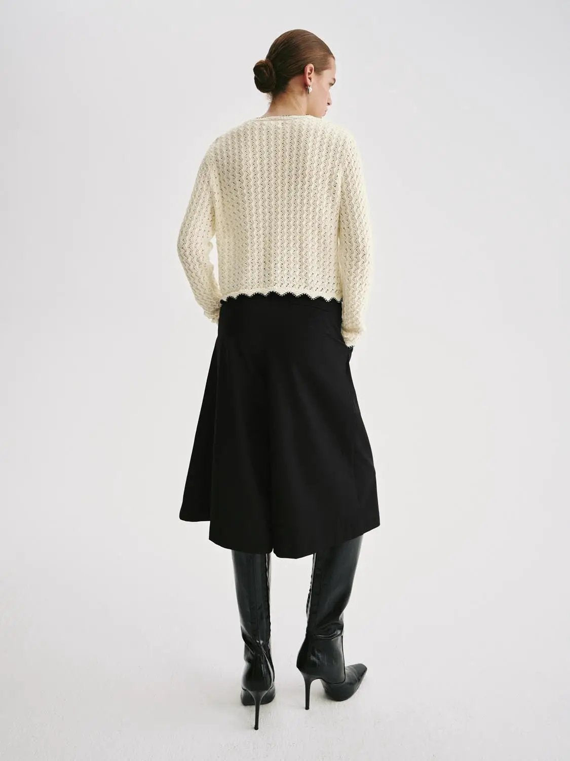 Textured Long Sleeve Contrast Trim Cotton Cardigan
