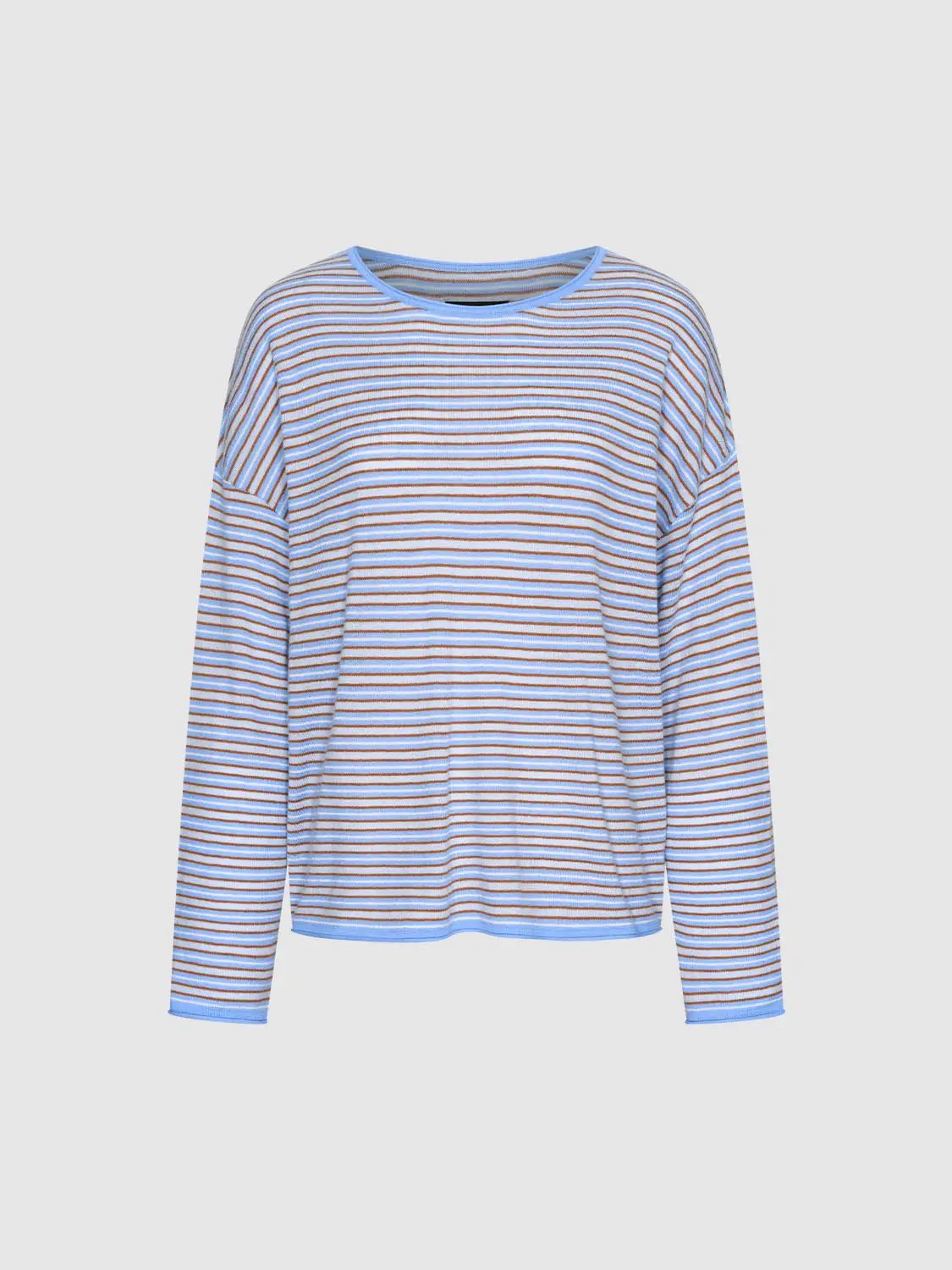Striped Lightweight Knit Long Sleeve T-shirt