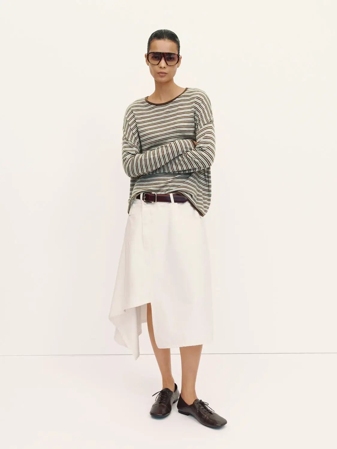Striped Lightweight Knit Long Sleeve T-shirt