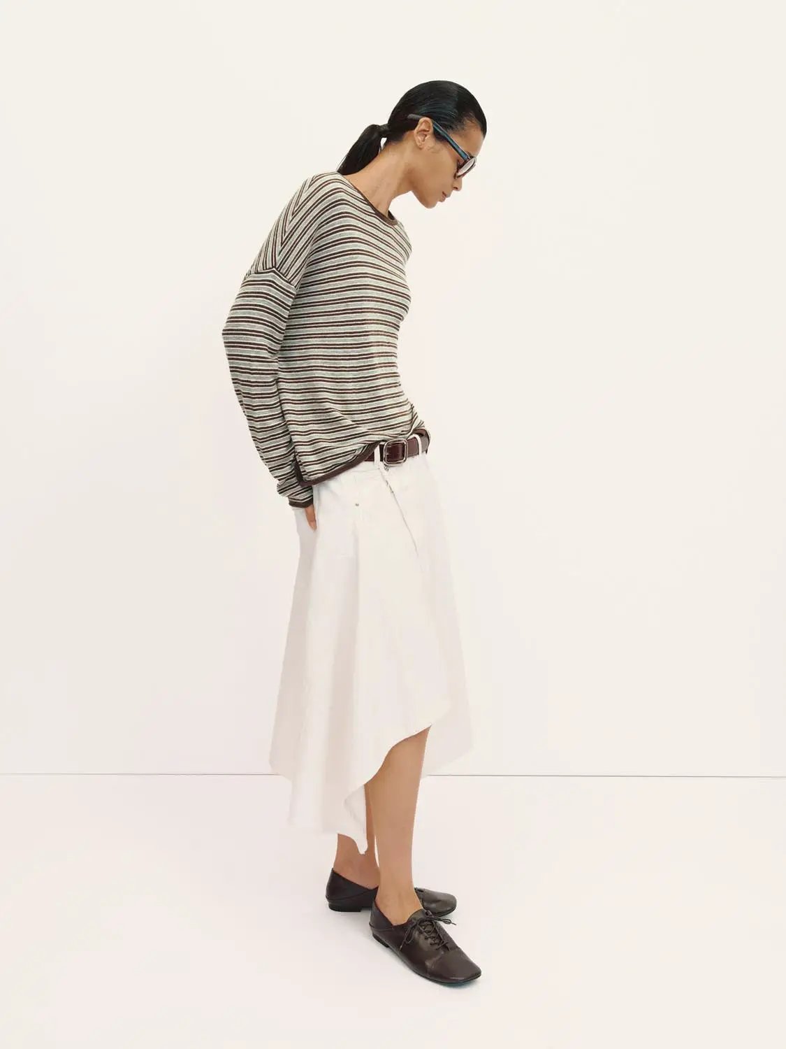 Striped Lightweight Knit Long Sleeve T-shirt