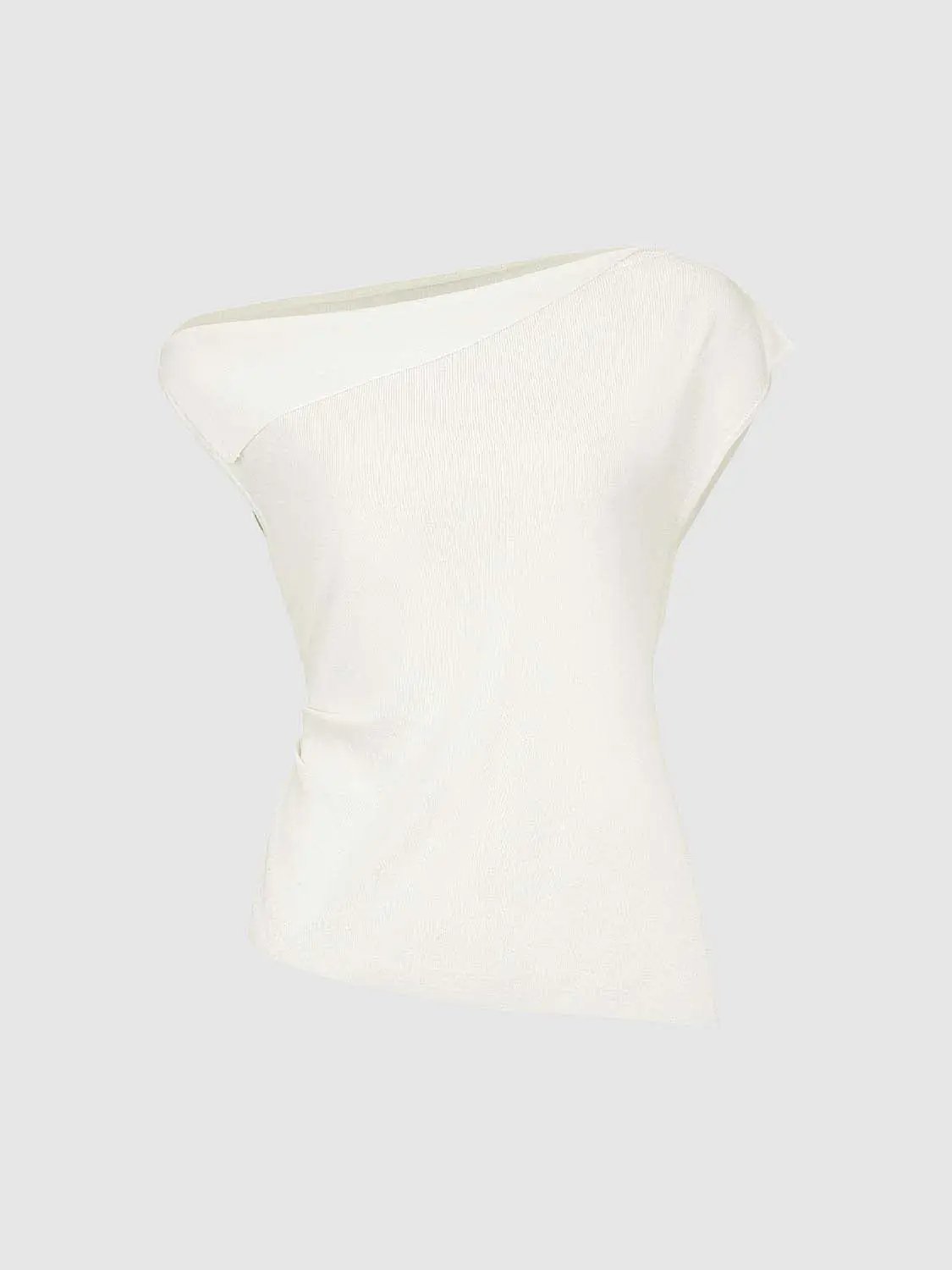 Slim One Shoulder Sleeveless Waist Ruched Irregular Hem Top