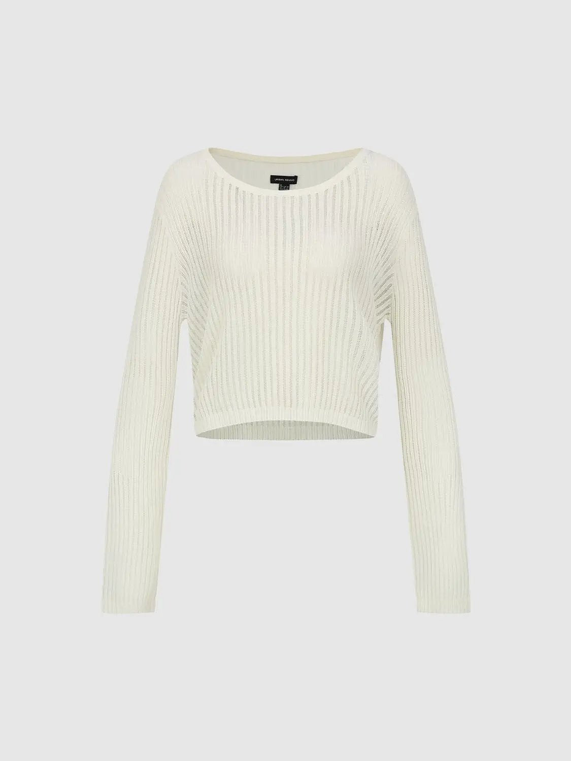 Ribbed Cotton Long Sleeve Knit Top