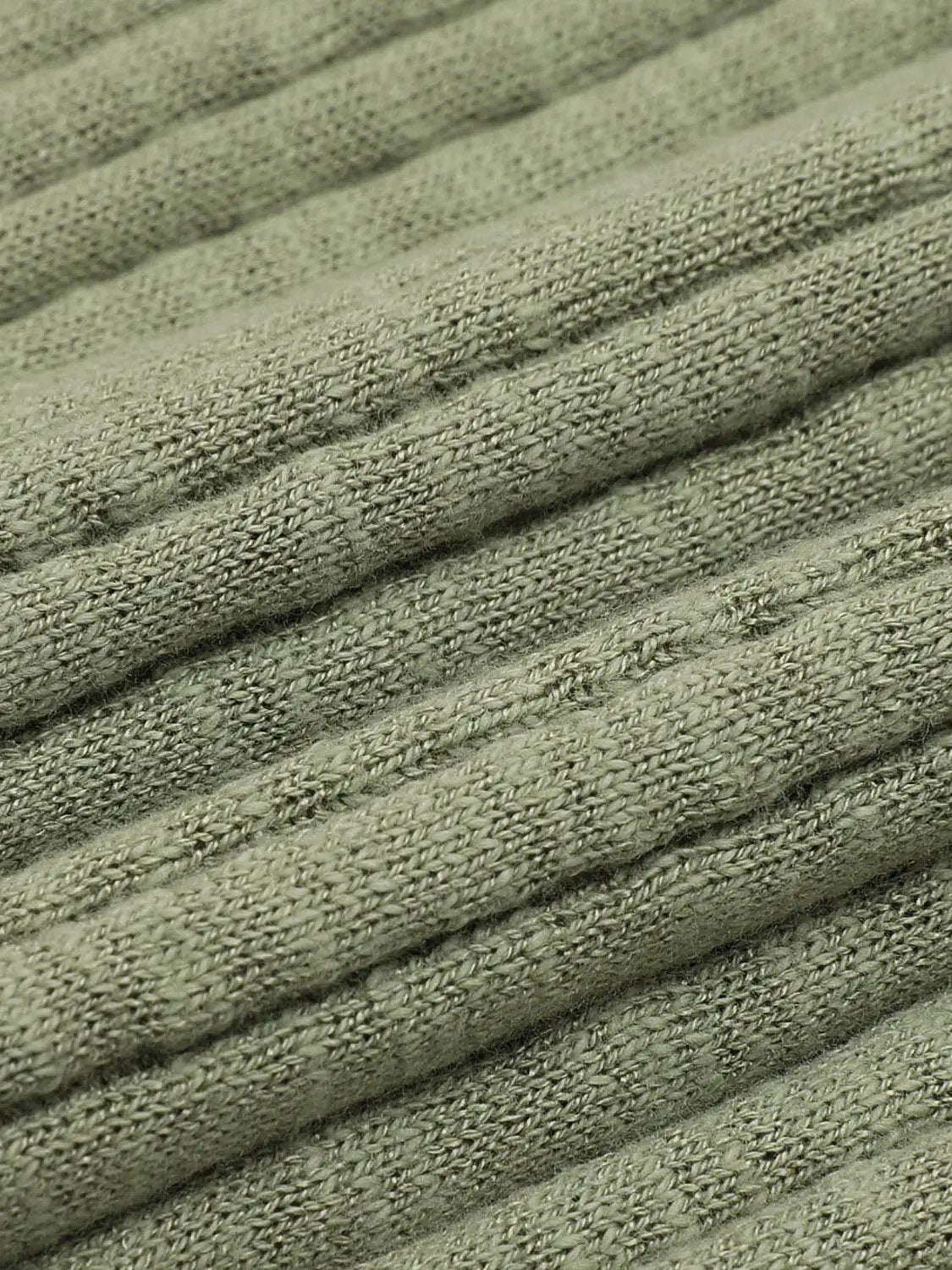 Ribbed Cotton Blend Shirt Collar Cardigan