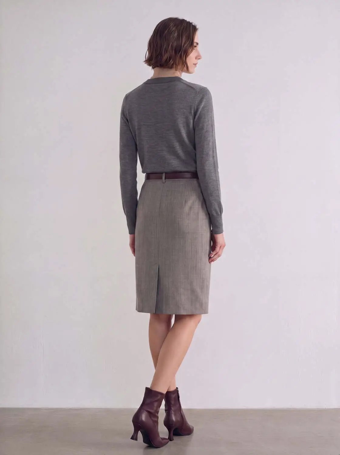 Ribbed V-neck Long Sleeve Wool Blend Cardigan