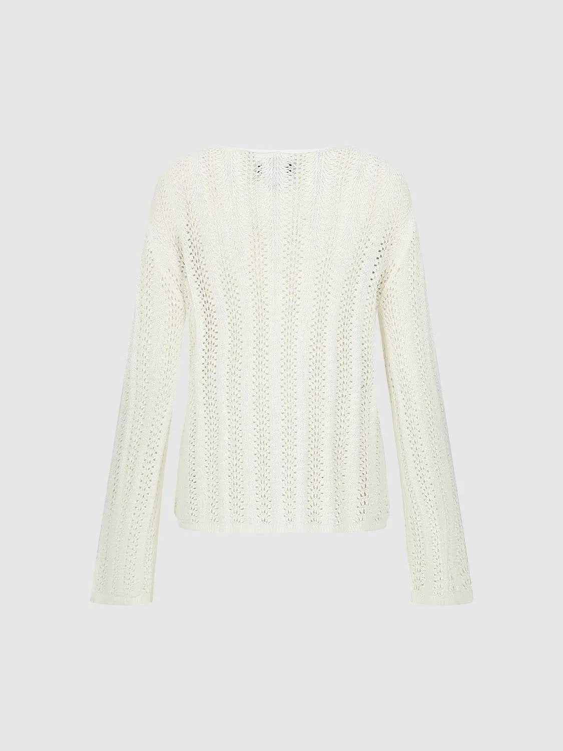 Thin Vertical Knit Long Sleeve Crew Neck Sweater