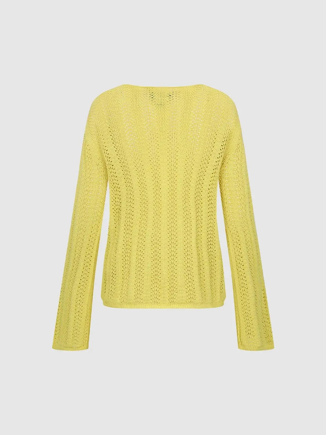 Thin Vertical Knit Long Sleeve Crew Neck Sweater