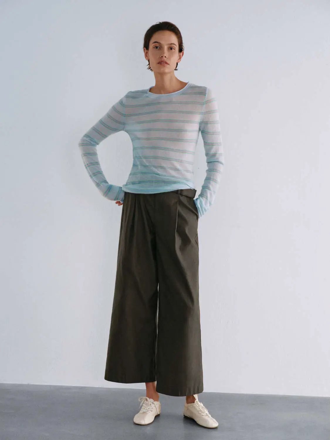 Striped Lightweight Alpaca Wool Blend T-shirt