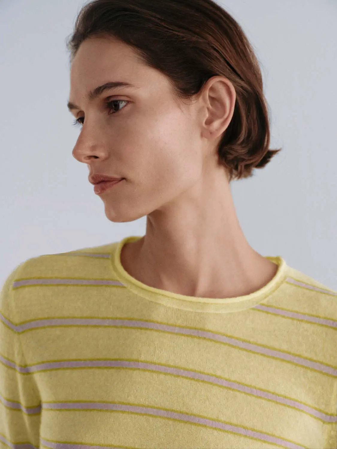 Striped Lightweight Alpaca Wool Blend T-shirt