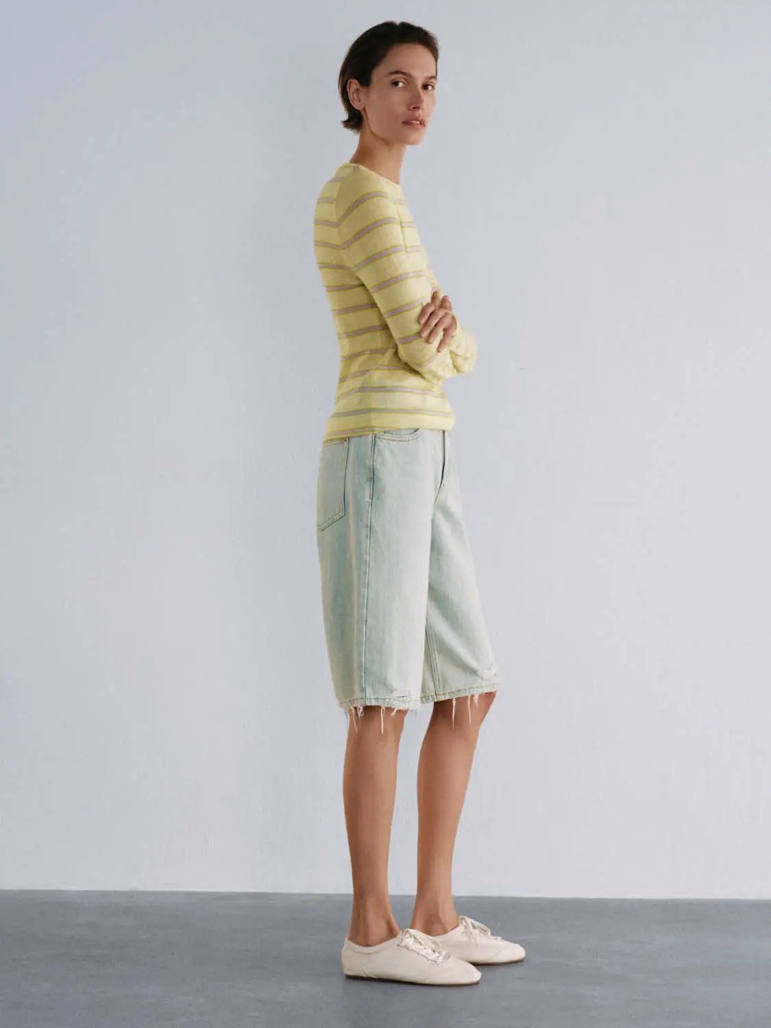 Striped Lightweight Alpaca Wool Blend T-shirt