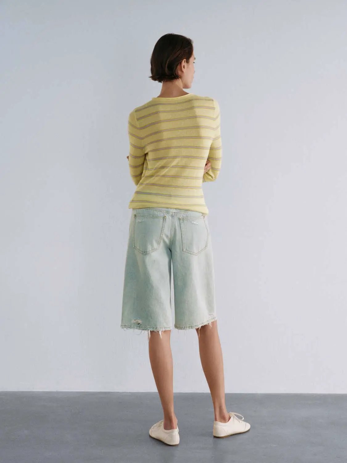 Striped Lightweight Alpaca Wool Blend T-shirt