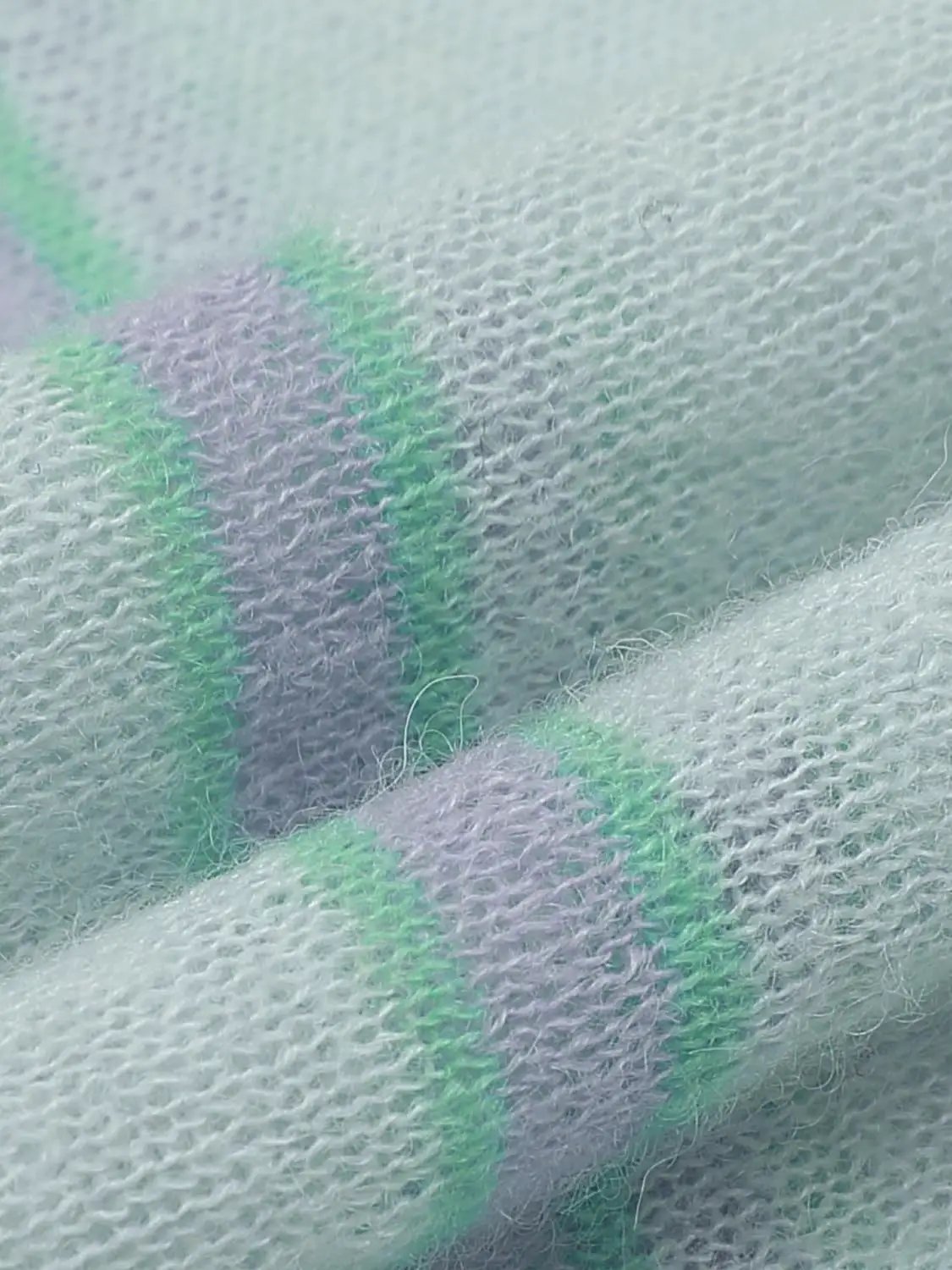 Pastel Striped Knit Thin Stretch T-shirt
