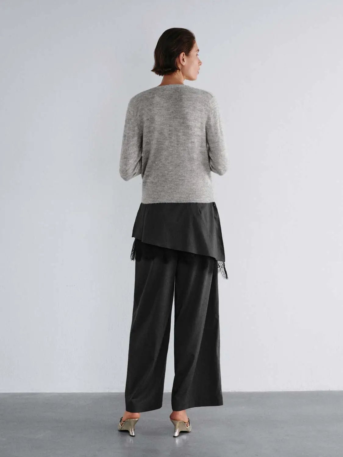 Layered V-neck Button Front Long Sleeve Cardigan