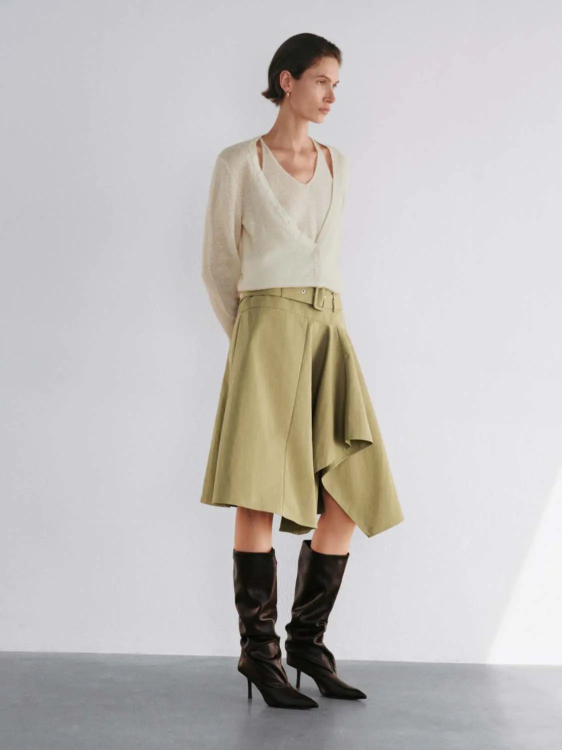 Layered V-neck Button Front Long Sleeve Cardigan