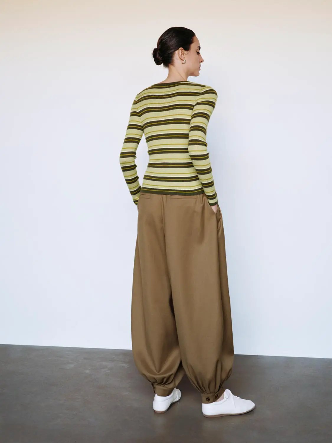 Striped Ribbed Long Sleeve Button Front T-Shirt