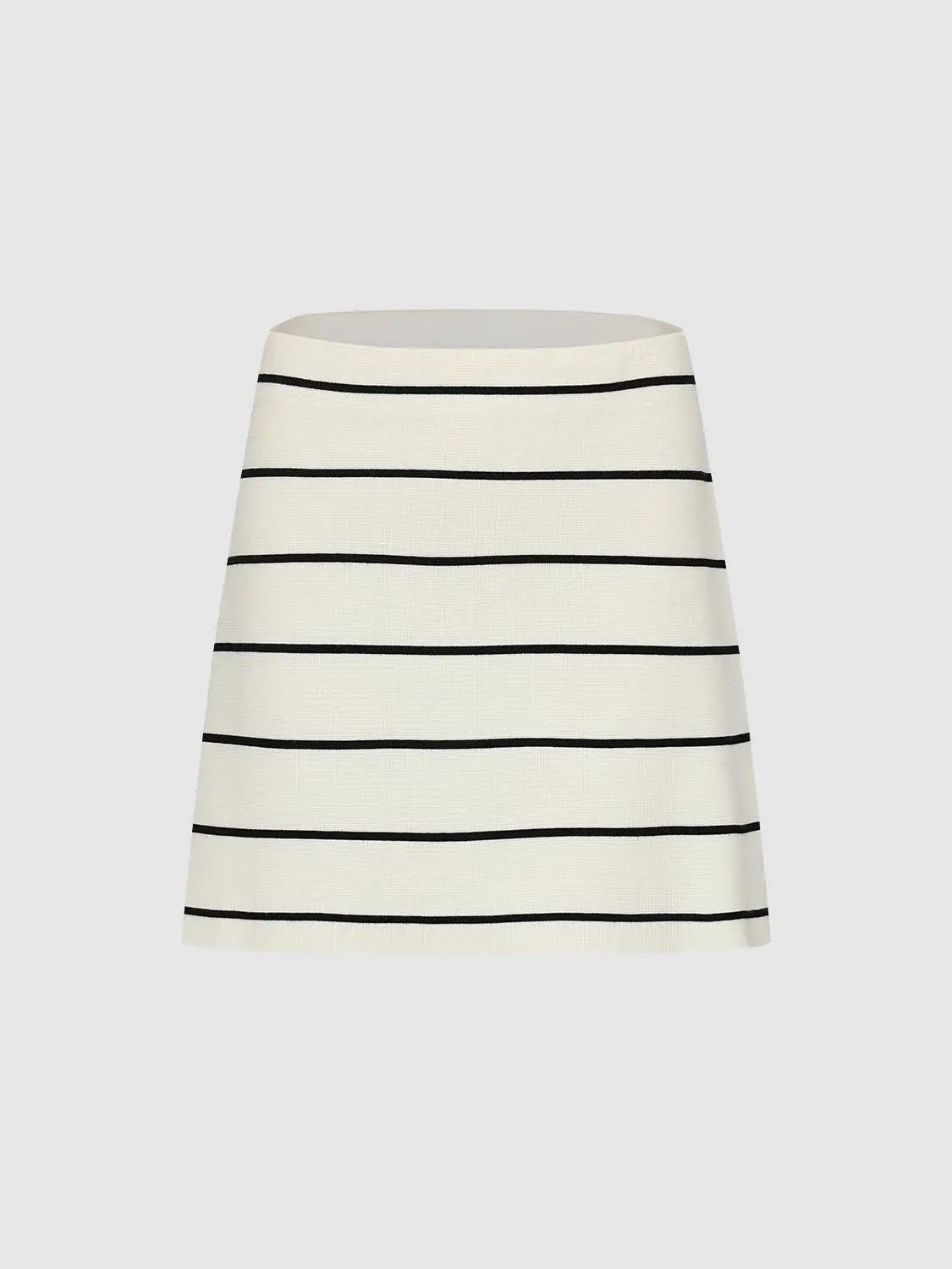 Horizontal Striped Mini Knit Skirt