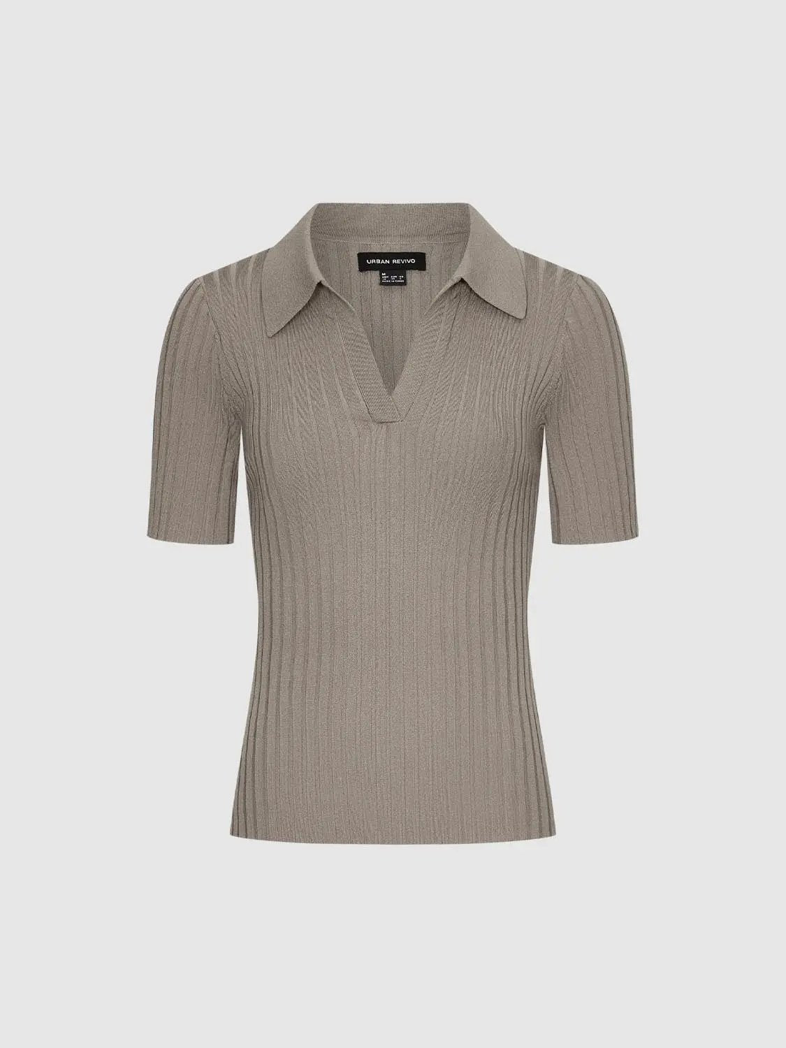 Ribbed Short Sleeve Polo Knit