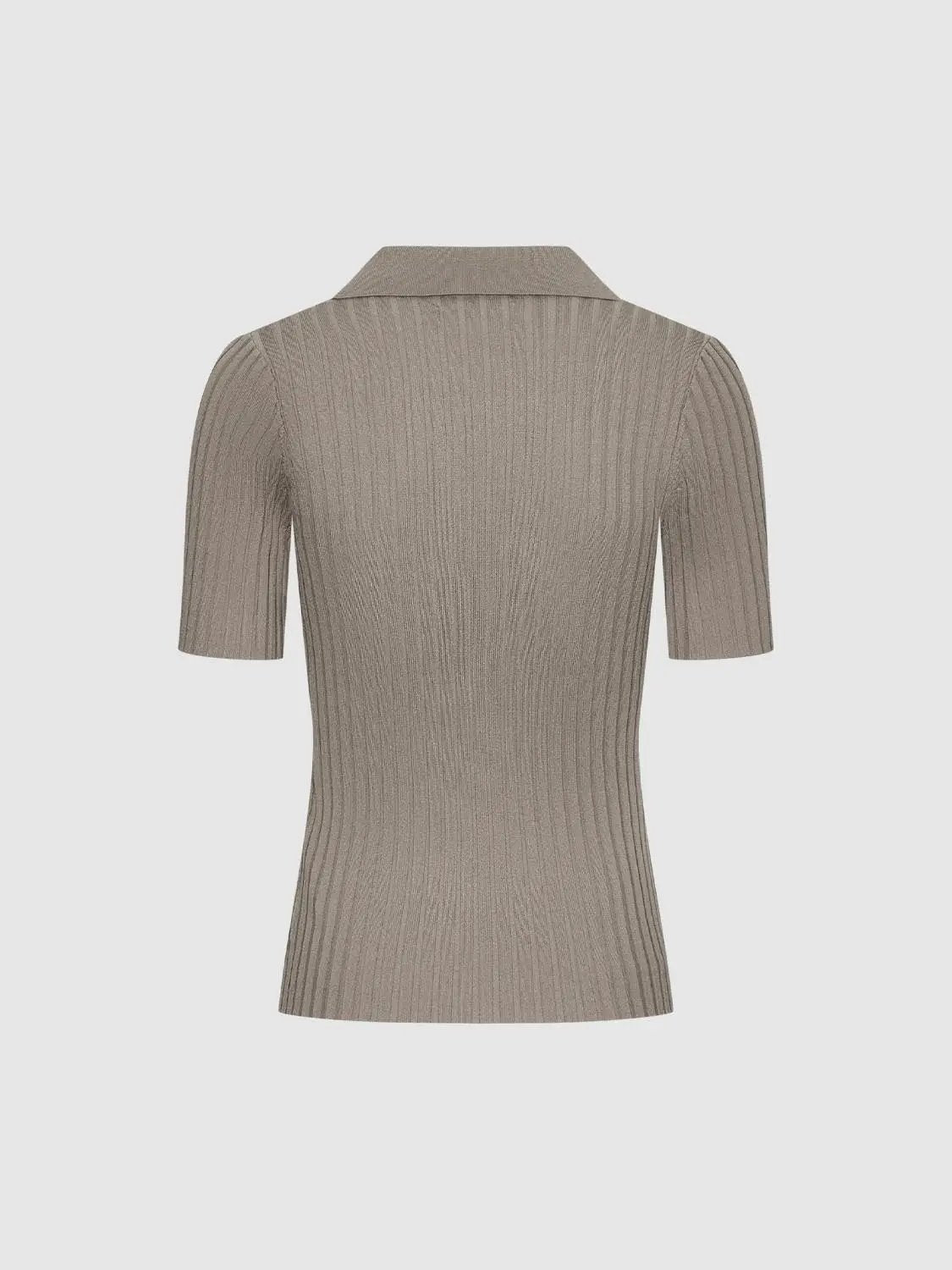 Ribbed Short Sleeve Polo Knit